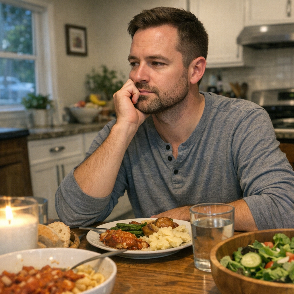 FastMinder fasting timer and a water bottle for family dinners