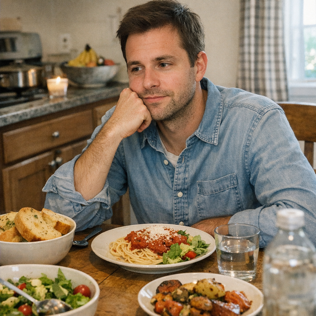 FastMinder fasting timer and a water bottle for family dinners