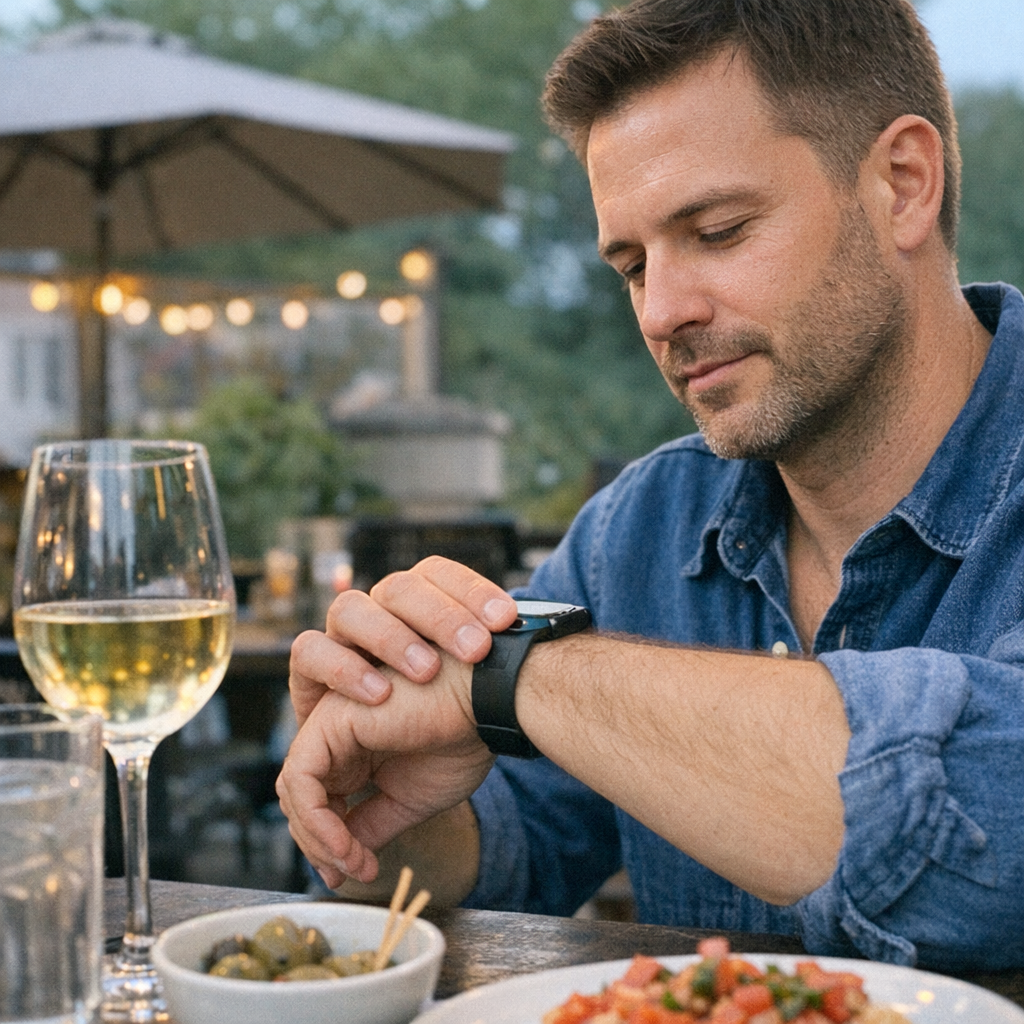 Close-up scene for late dinner days with a phone and a water bottle