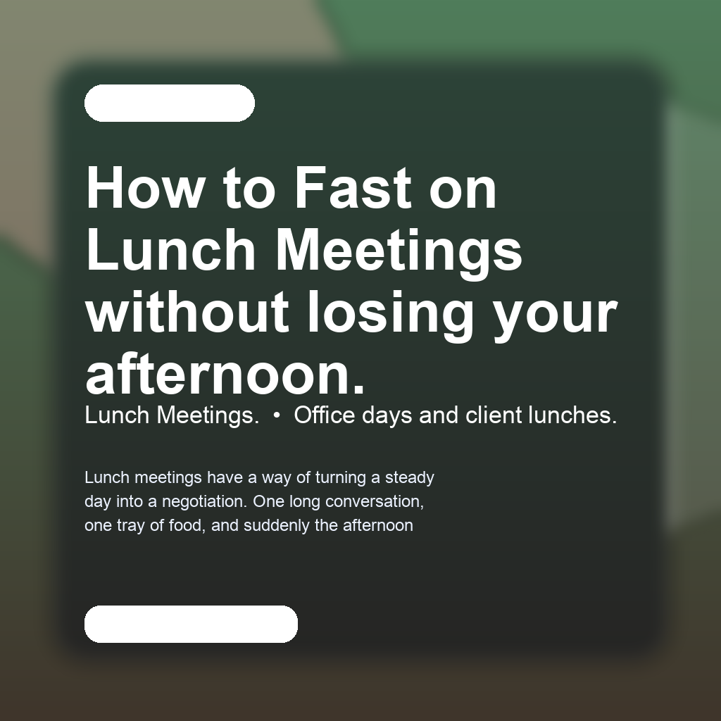 FastMinder fasting timer and a water bottle for lunch meetings