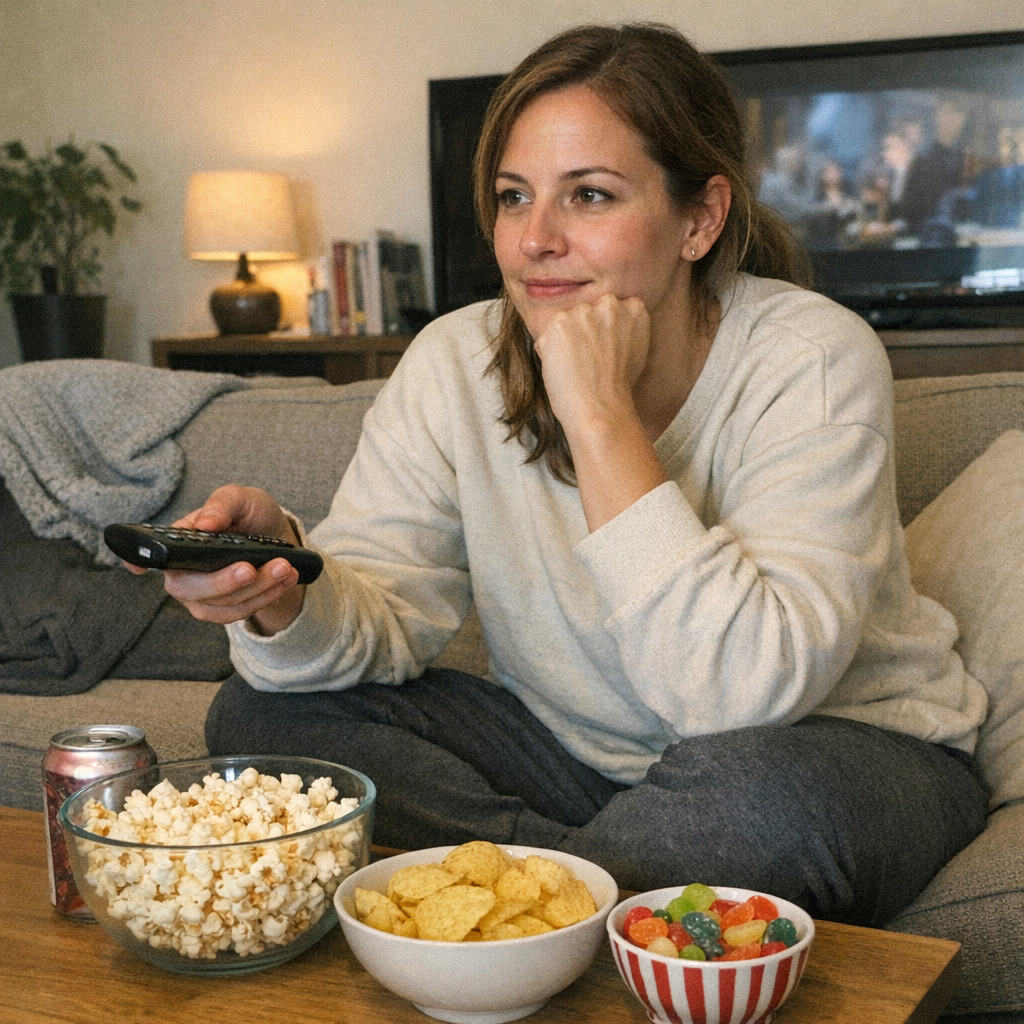 FastMinder fasting timer and a water bottle for movie nights