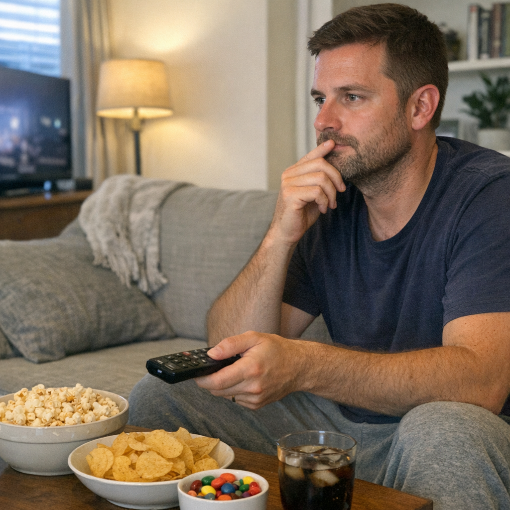 FastMinder fasting timer and a water bottle for movie nights