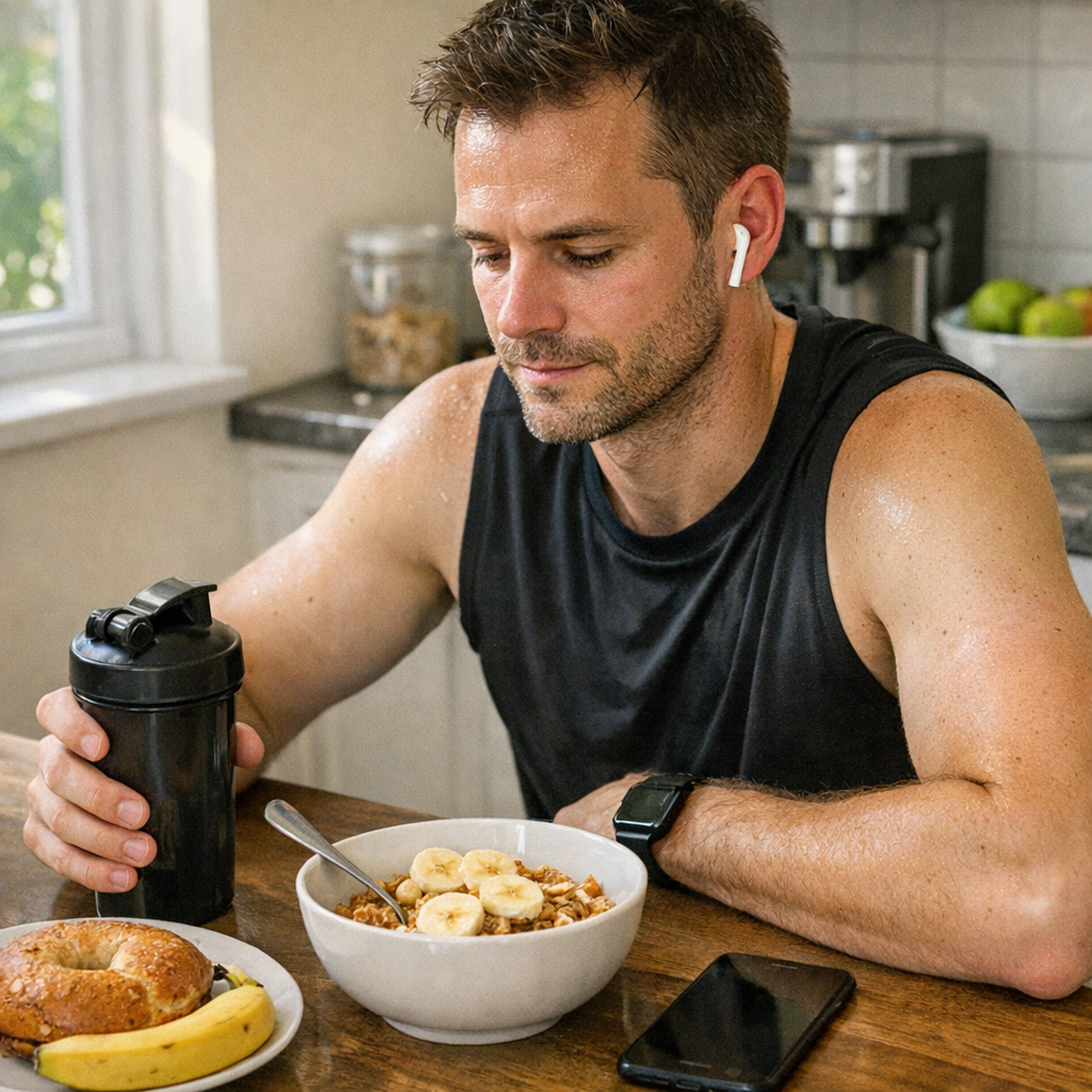 FastMinder fasting timer and a water bottle for workout mornings